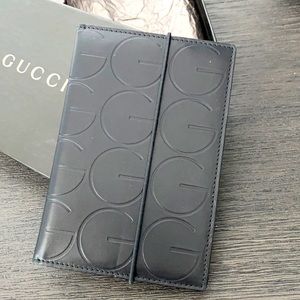 Gucci leather folded two photos frame case